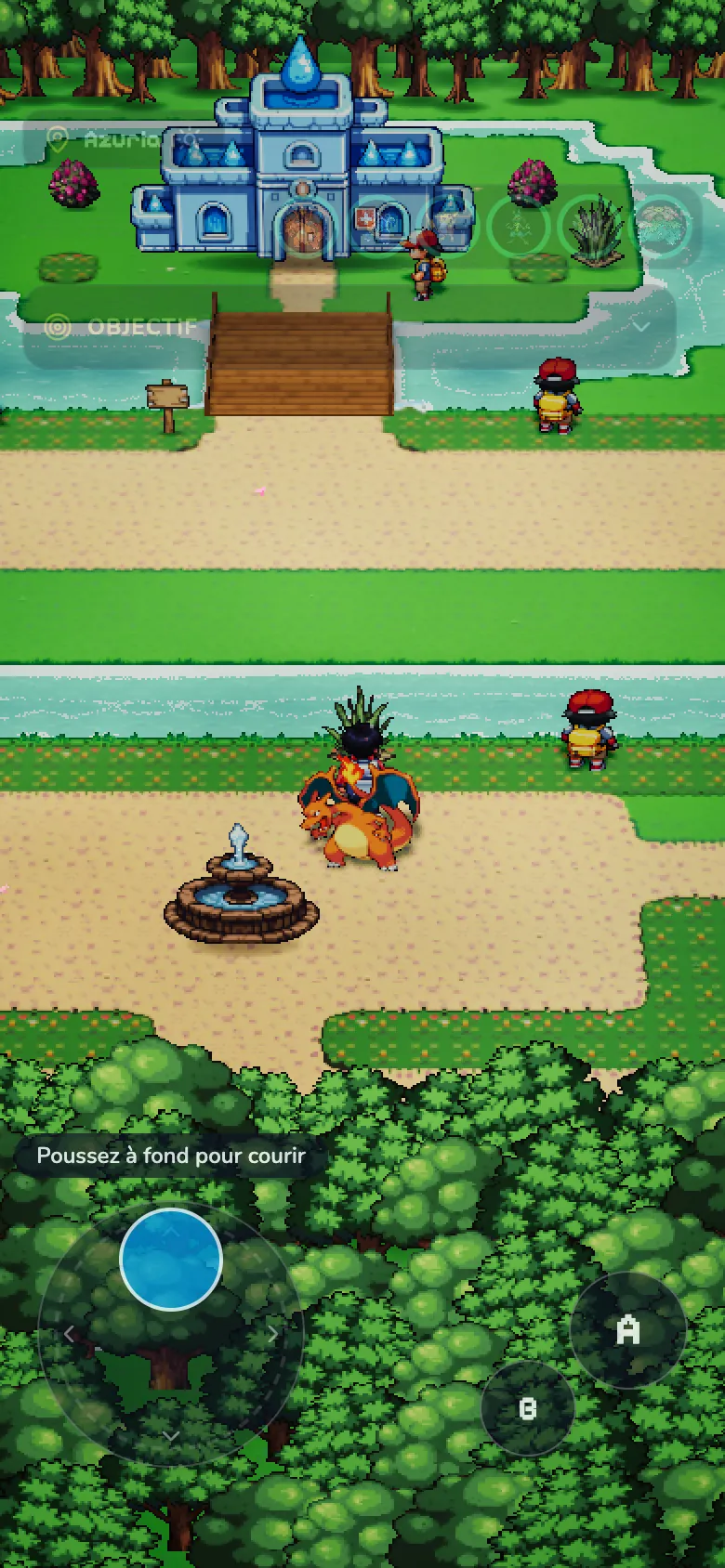 Le jeu sur téléphone, avec la croix tactile